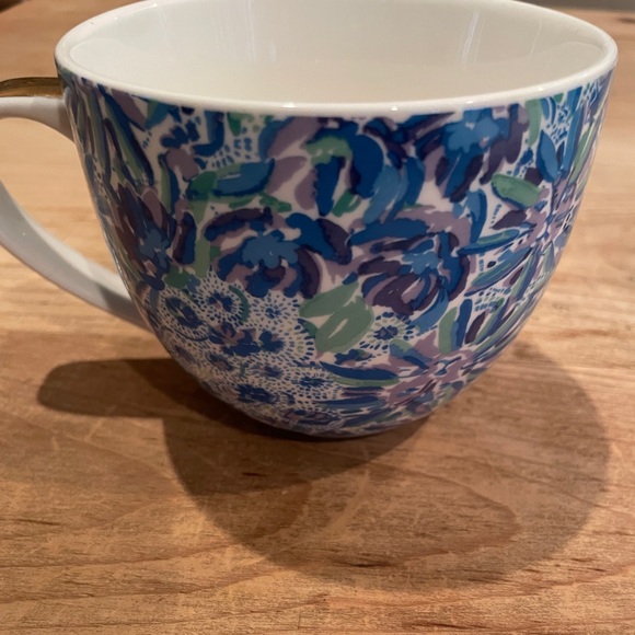 Lilly Pulitzer Other - Lilly Pulitzer Blue Green Purple Floral Mug with Gold Handle Accents Colorful OS